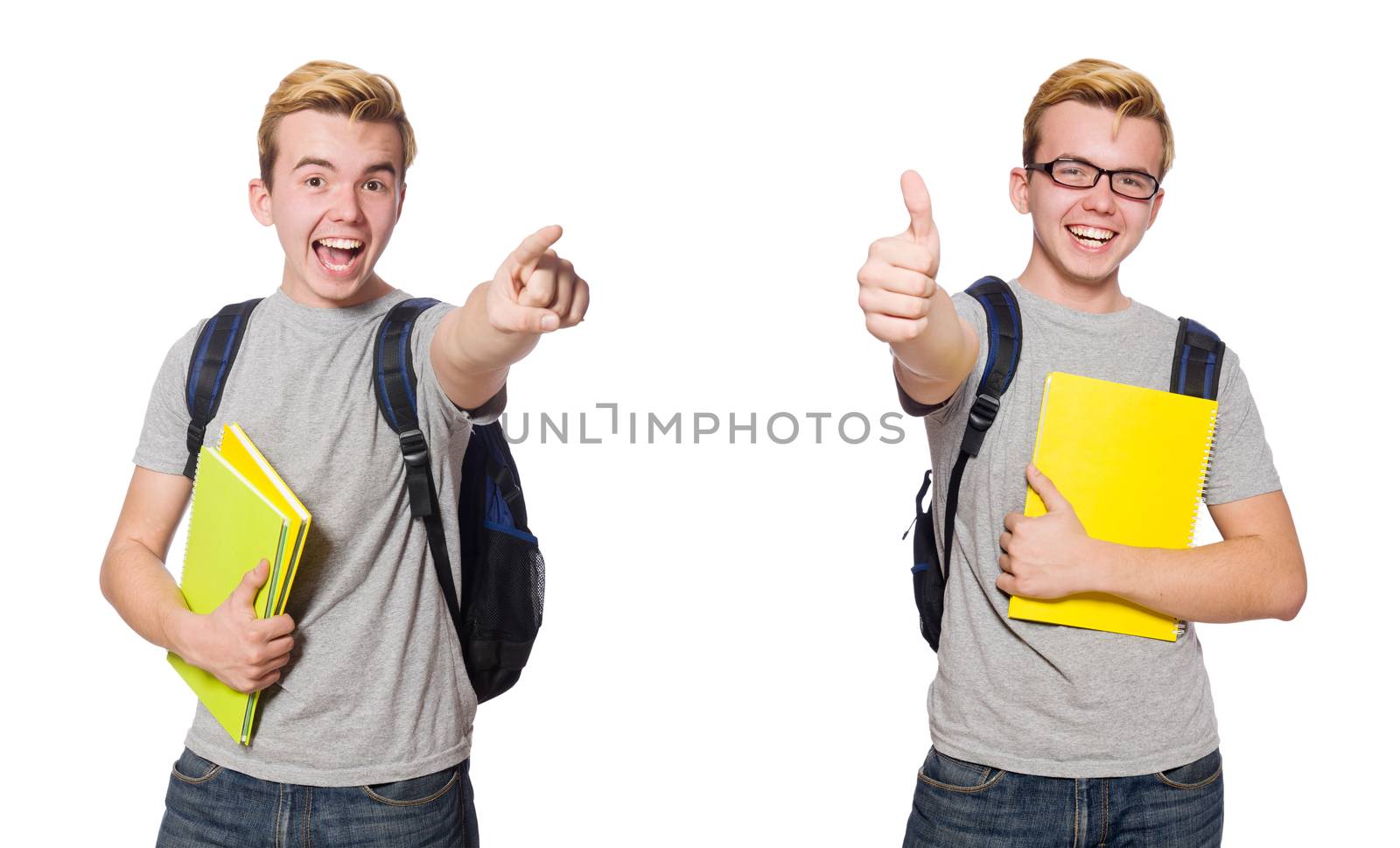 Young student isolated on white background 