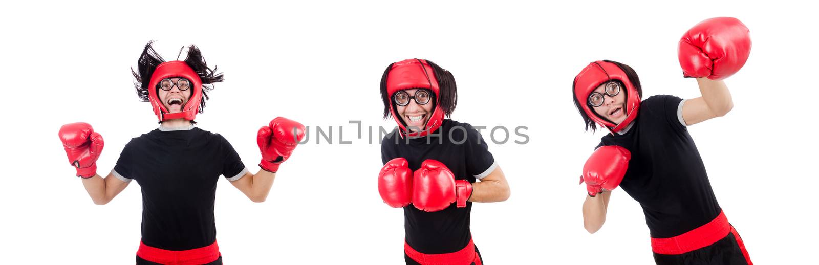 Funny boxer isolated on the white