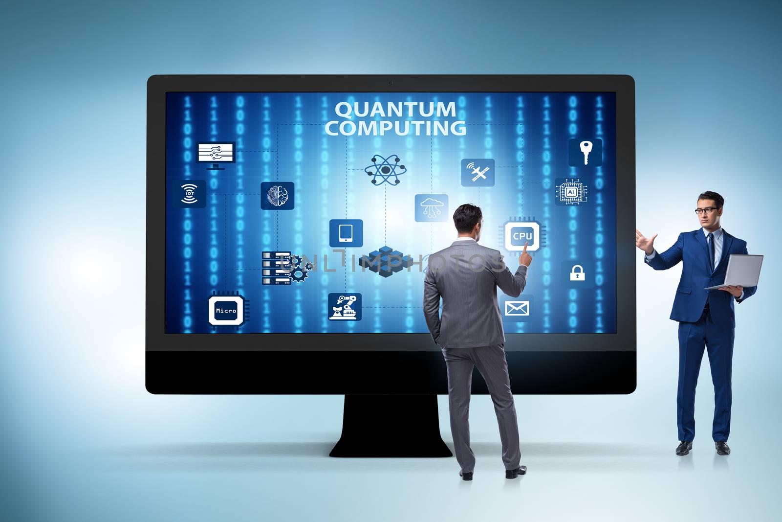 Concept of quantum computing with businessman by Elnur