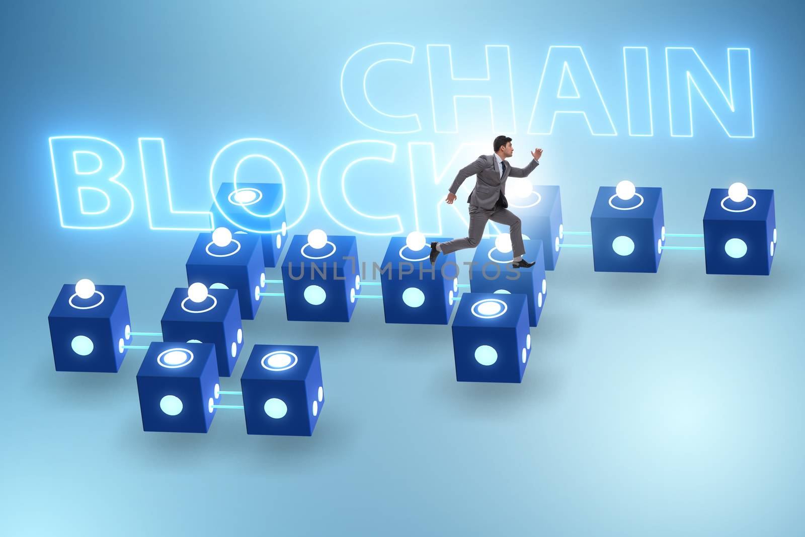 Blockchain innovative concept with businessman  by Elnur