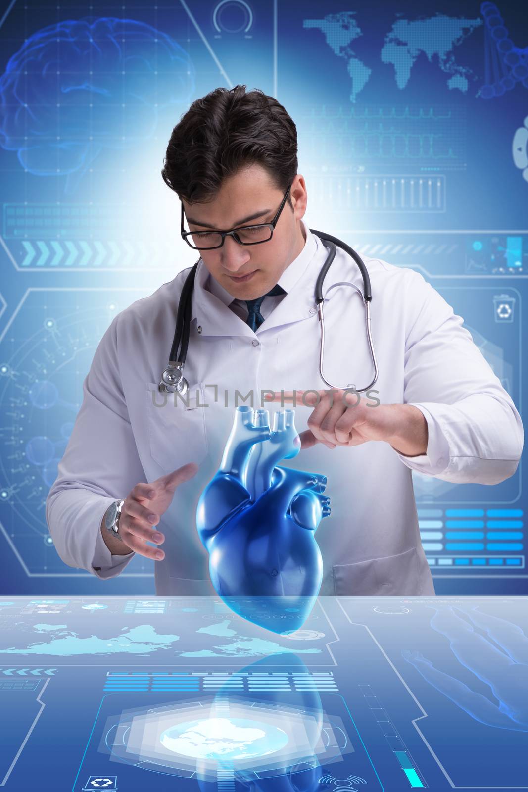 Heart treatment in telemedicine concept