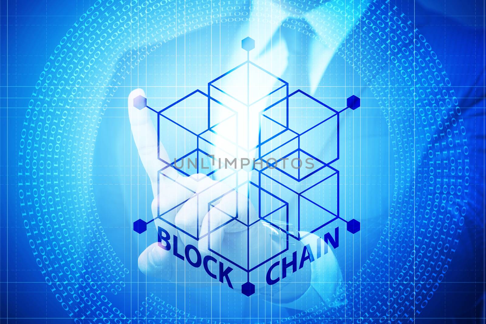 Young businessman in innovative blockchain concept by Elnur
