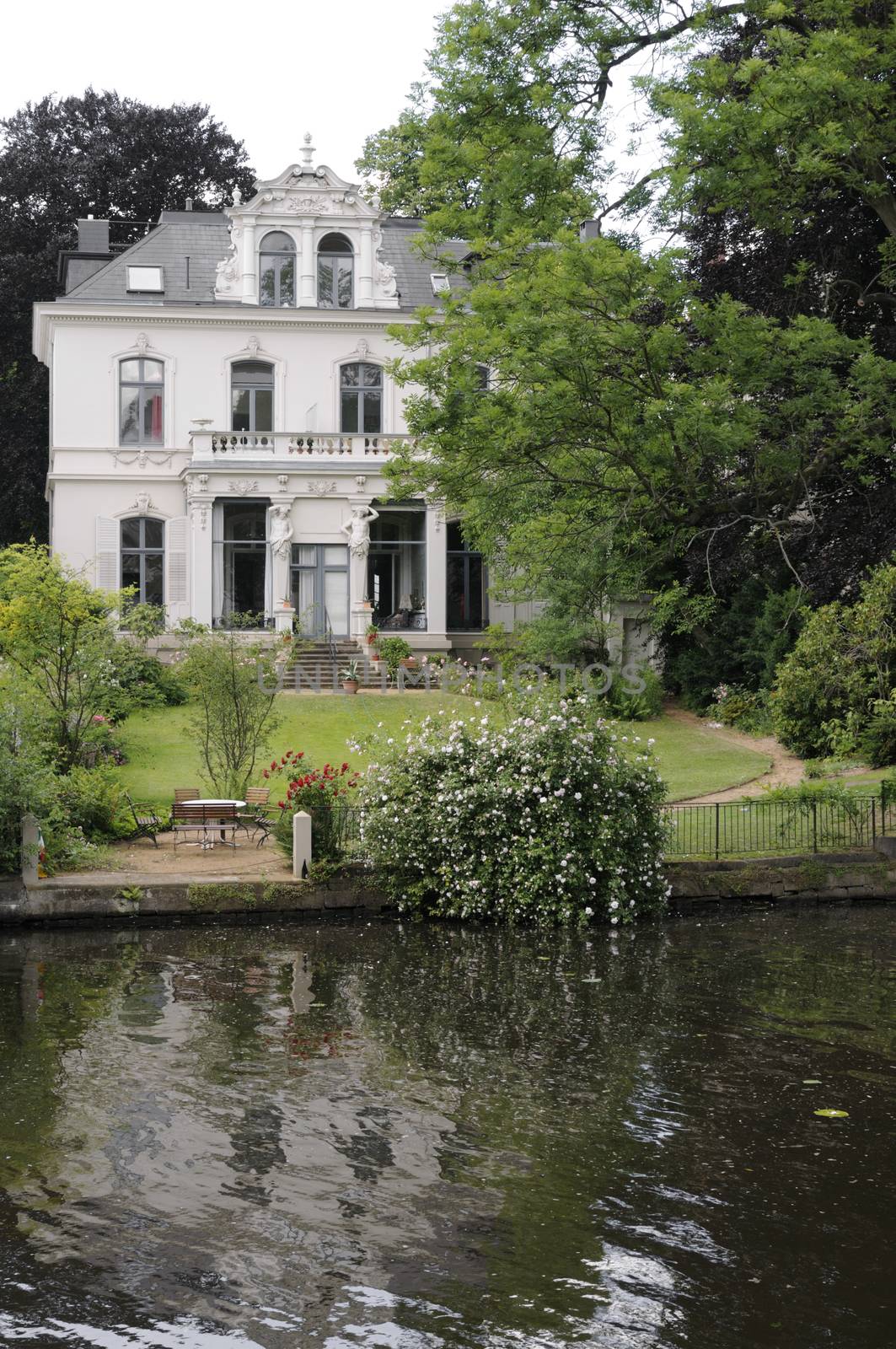 Exterior view of a stately home in Hamburg, Germany.