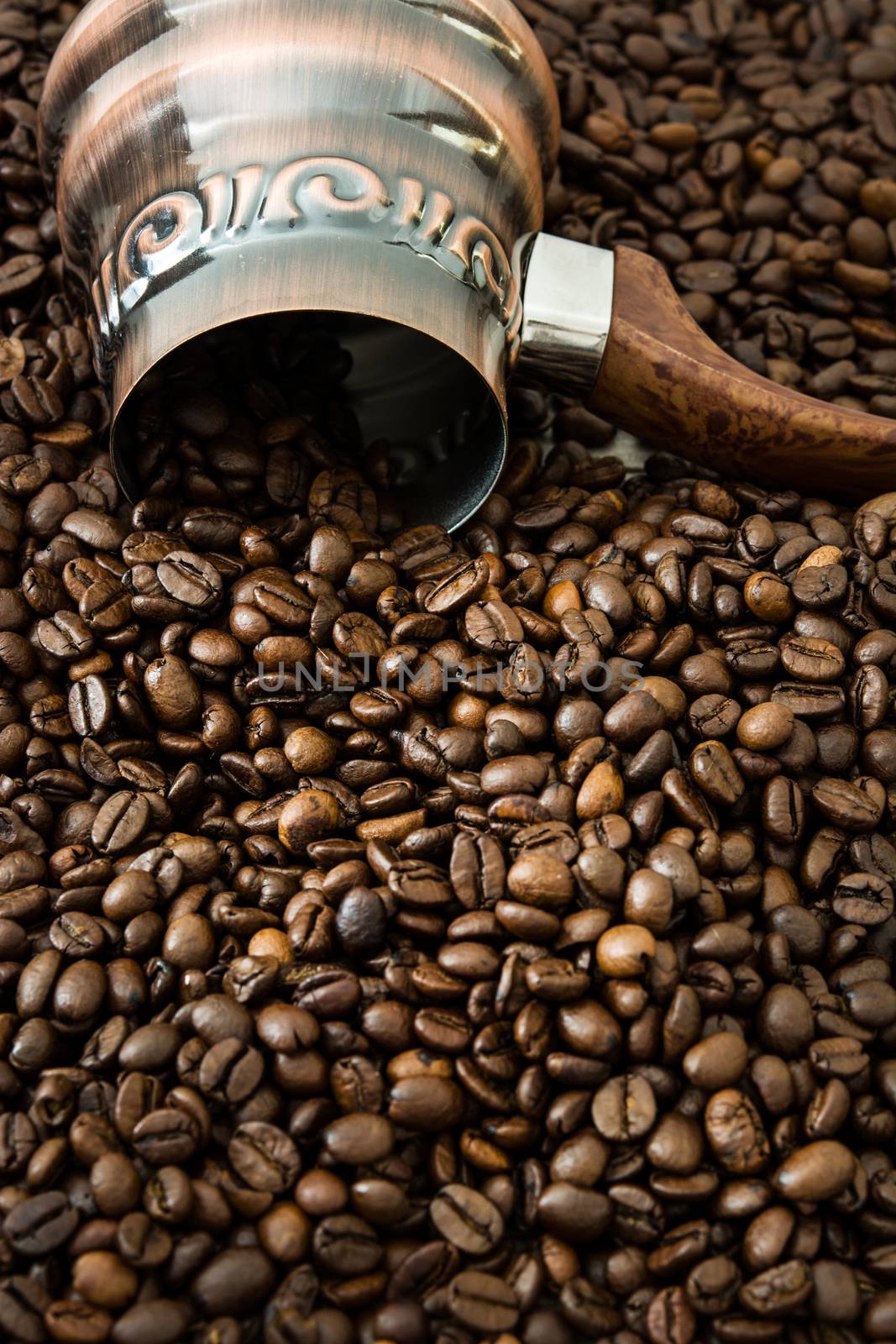 Turkish coffee pot and coffee beans by chandlervid85