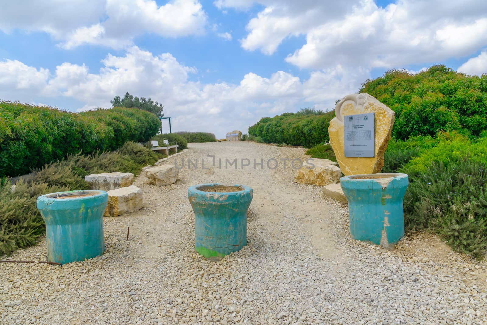 Shafir, Israel - August 11, 2020: The Bikaat Shafir Lookout, named after Dr. Moshiko Rom. Southern Israel