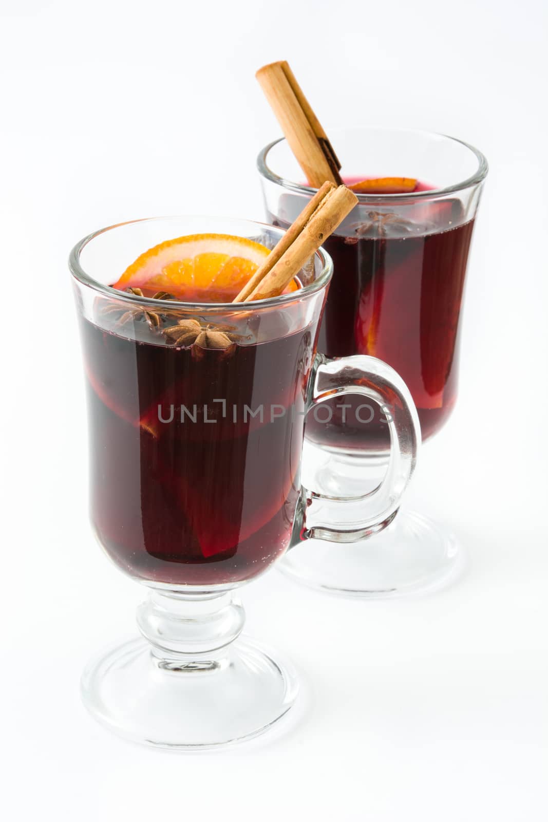 Christmas mulled wine isolated on white background