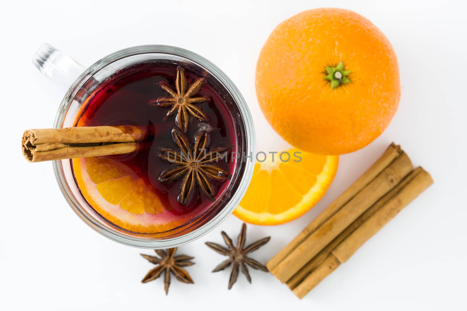 Christmas mulled wine isolated on white background