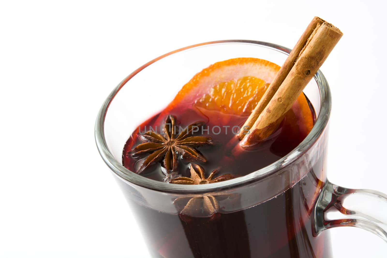 Christmas mulled wine isolated on white background