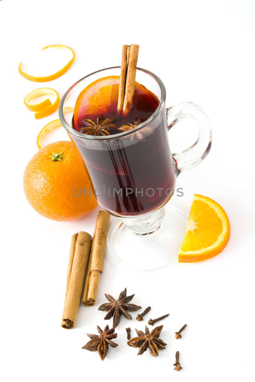 Christmas mulled wine isolated on white background