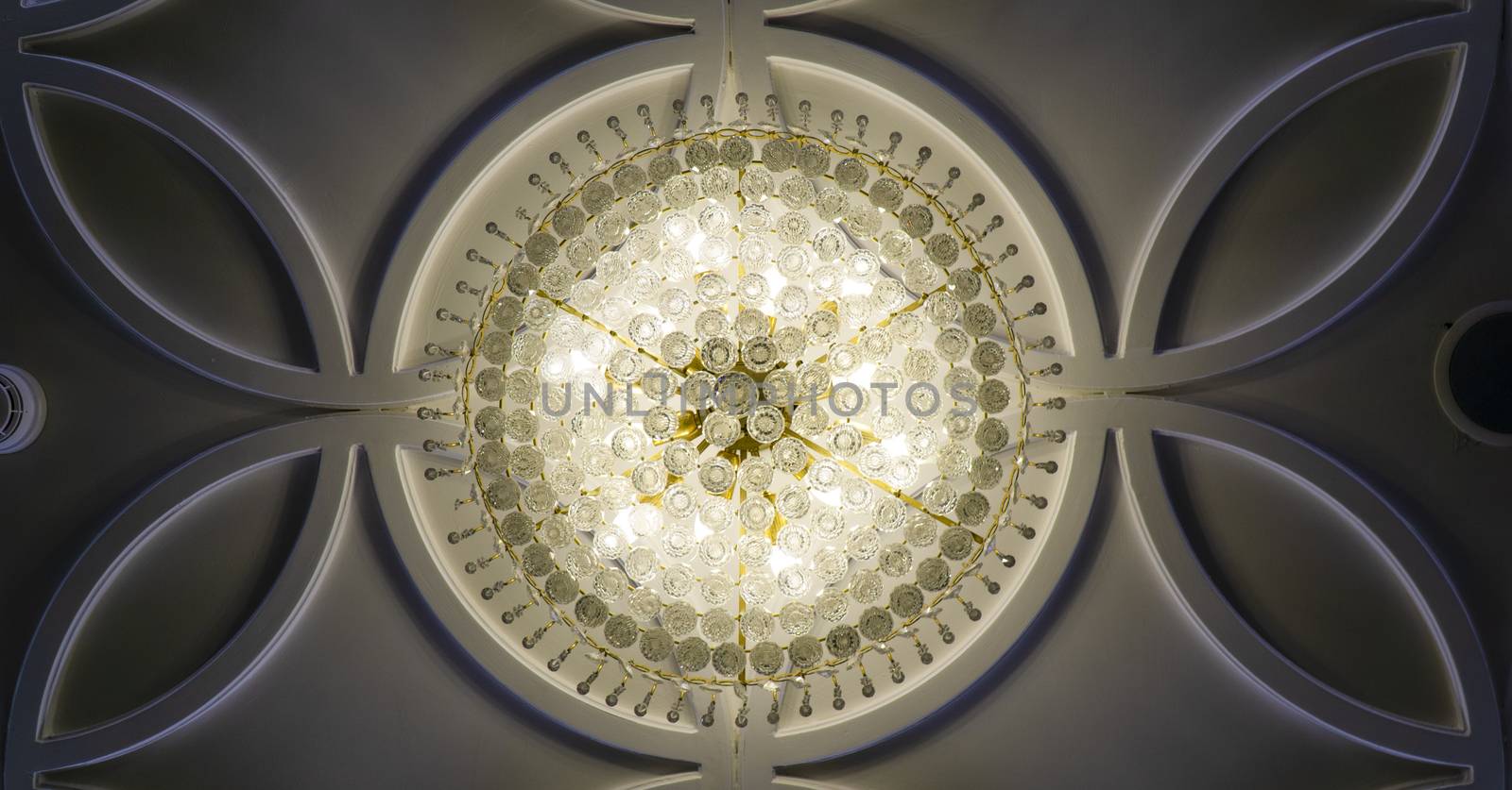 Crystal ball chandelier decorated on a ceiling wall design by sonandonures
