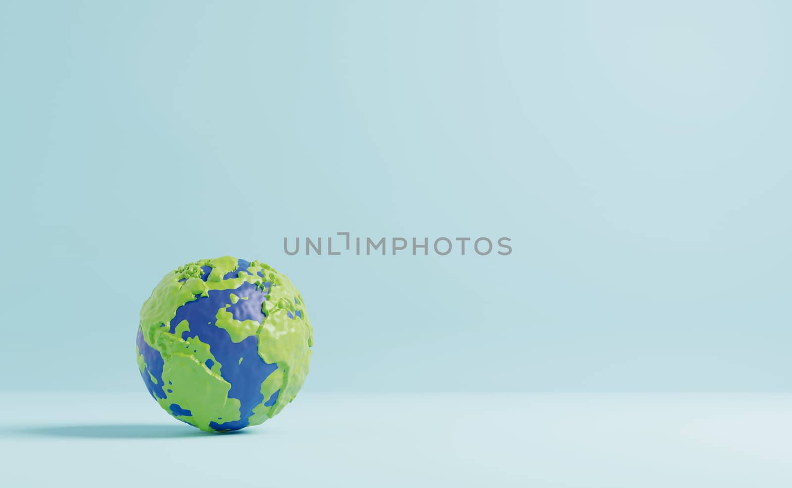 Plasticine earth on color paper background minimal style 3D rend by Myimagine