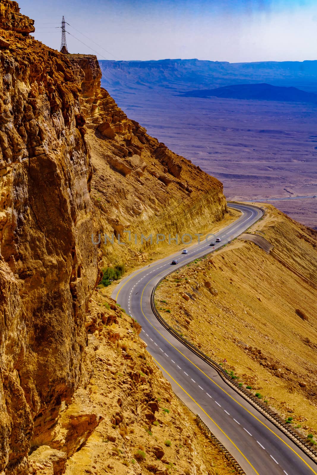 Cliffs, landscape, and road in Makhtesh (crater) Ramon by RnDmS