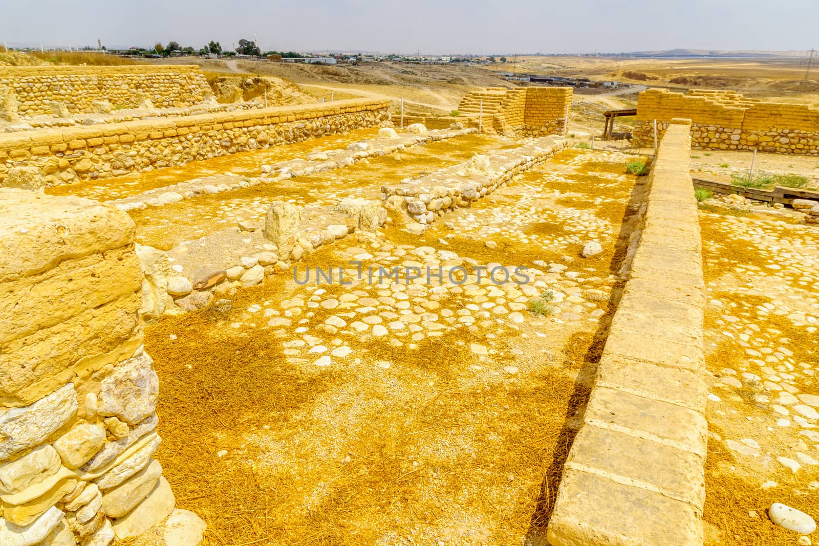 View of Tel Beer Sheva archaeological site, believed to be the remains of the biblical town of Beersheba. Now a UNESCO world heritage site and national park. Southern Israel
