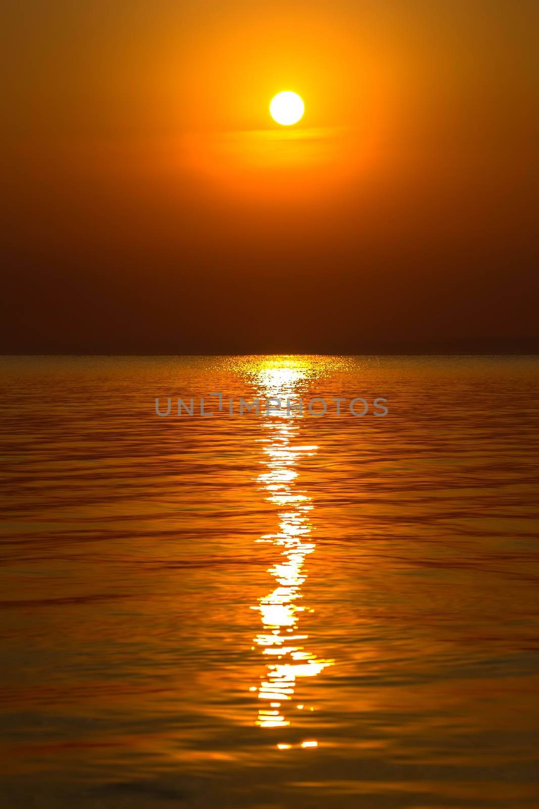 Sunrise over the lake Balaton of Hungary, long exposure