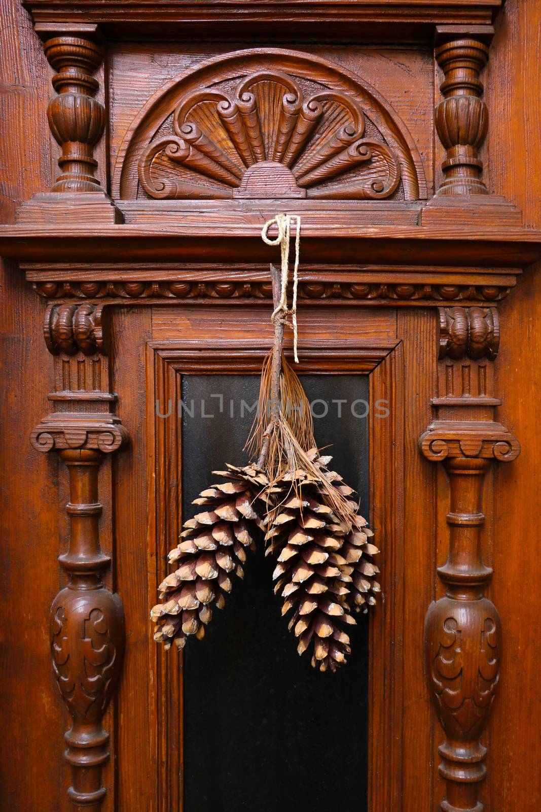 Big bumps hang on the front door of the house