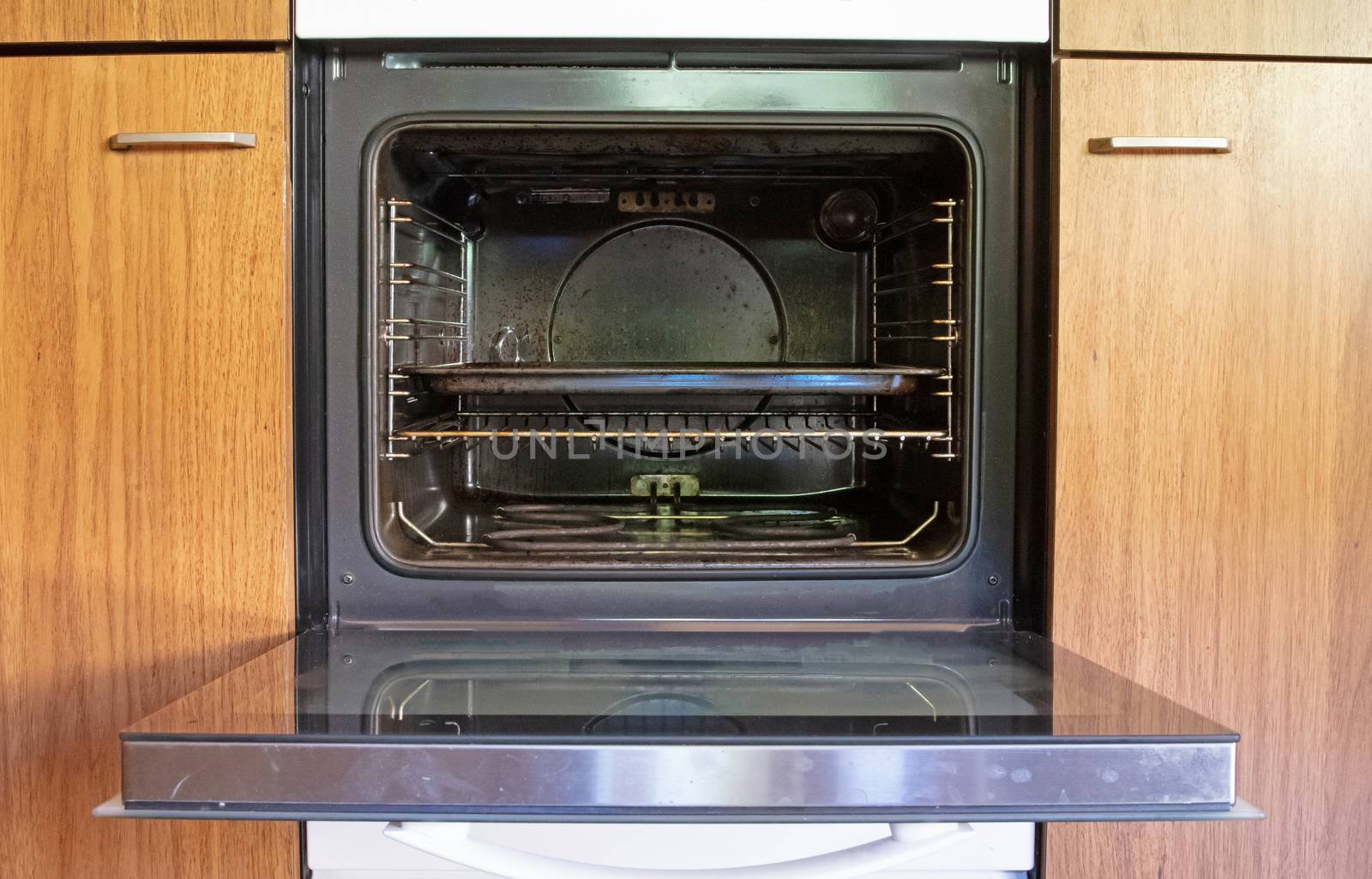 Old antique kitchen with dirty oven