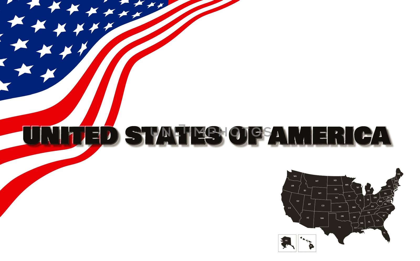 A graphic banner with United States, USA map and the waving flag. Can be used for example as a graphic design for advertising the 2020 United States presidential election. 