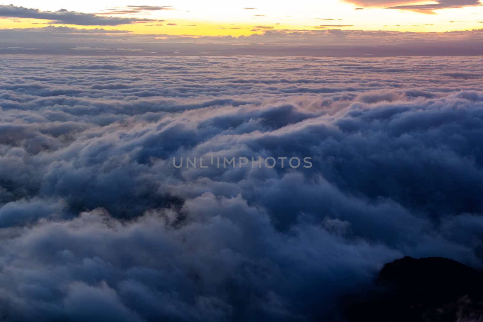 Morning fog on the top of the hill Khao Luang Sukhothai. by suthipong