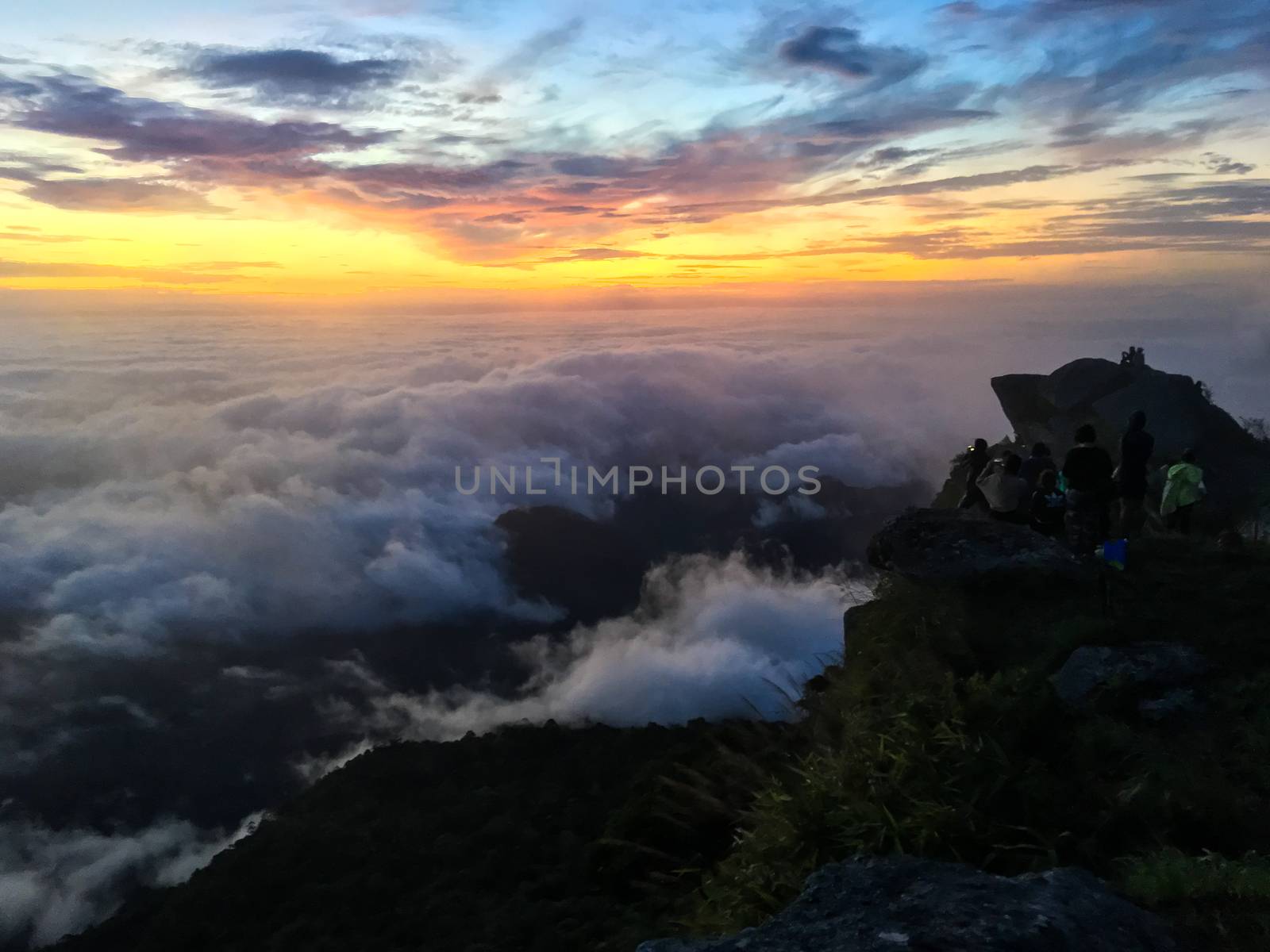 Morning fog on the top of the hill Khao Luang Sukhothai. by suthipong