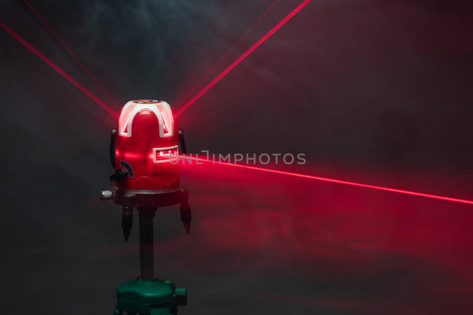 laser level tool red light beams in smoke by nikkytok