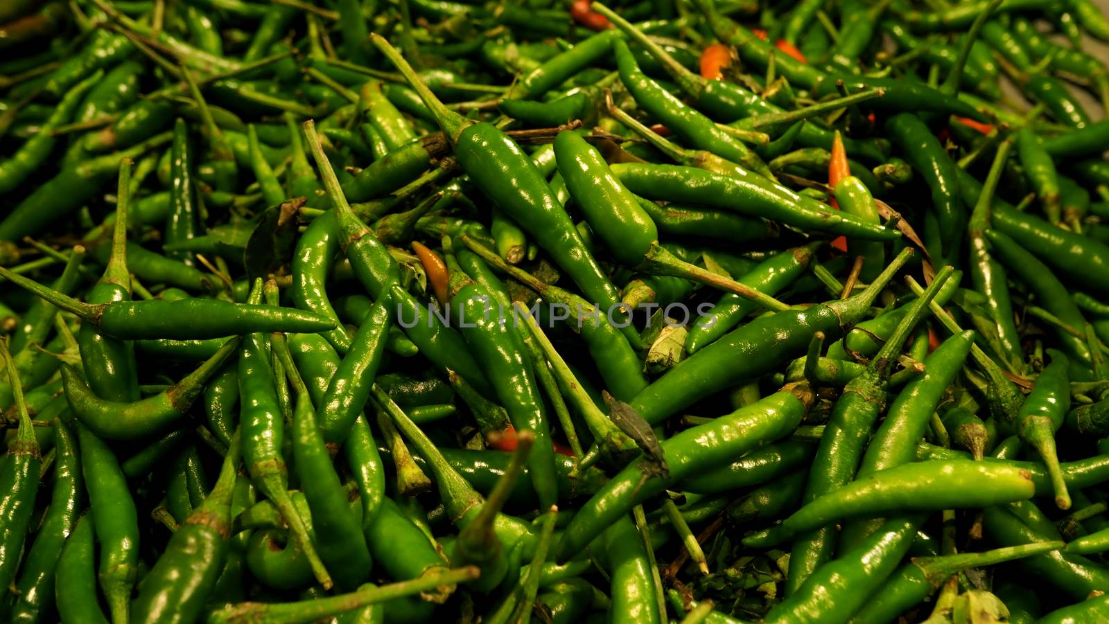 Many colorful hot spicy organic chilli ingredient for asian thai street food such as Tom yum and anymore 