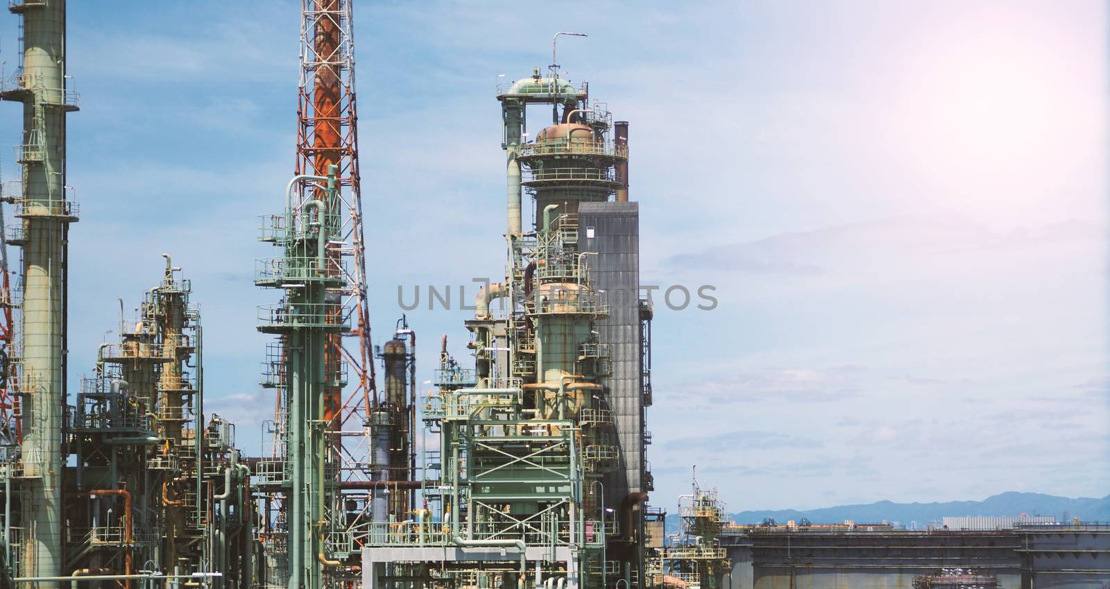 Petroleum factory oil tank in Osaka Japan by gnepphoto