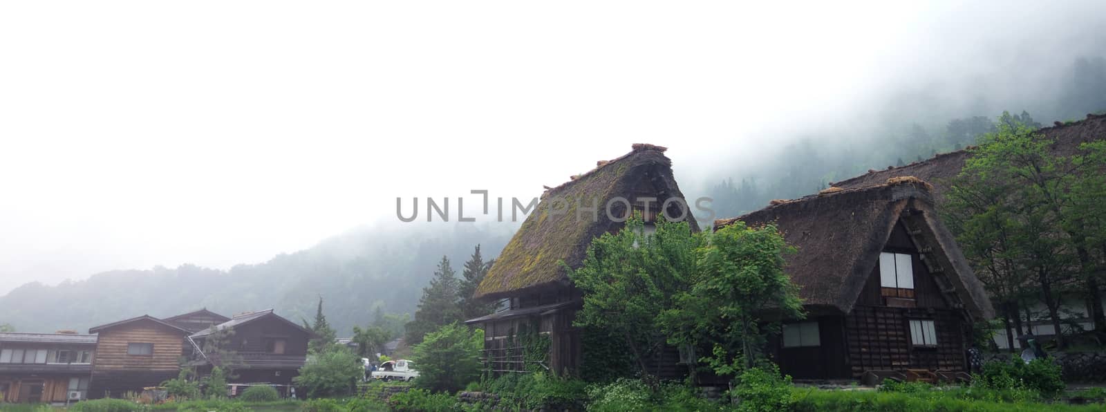 Shirakawa-go village in the rainy day by gnepphoto