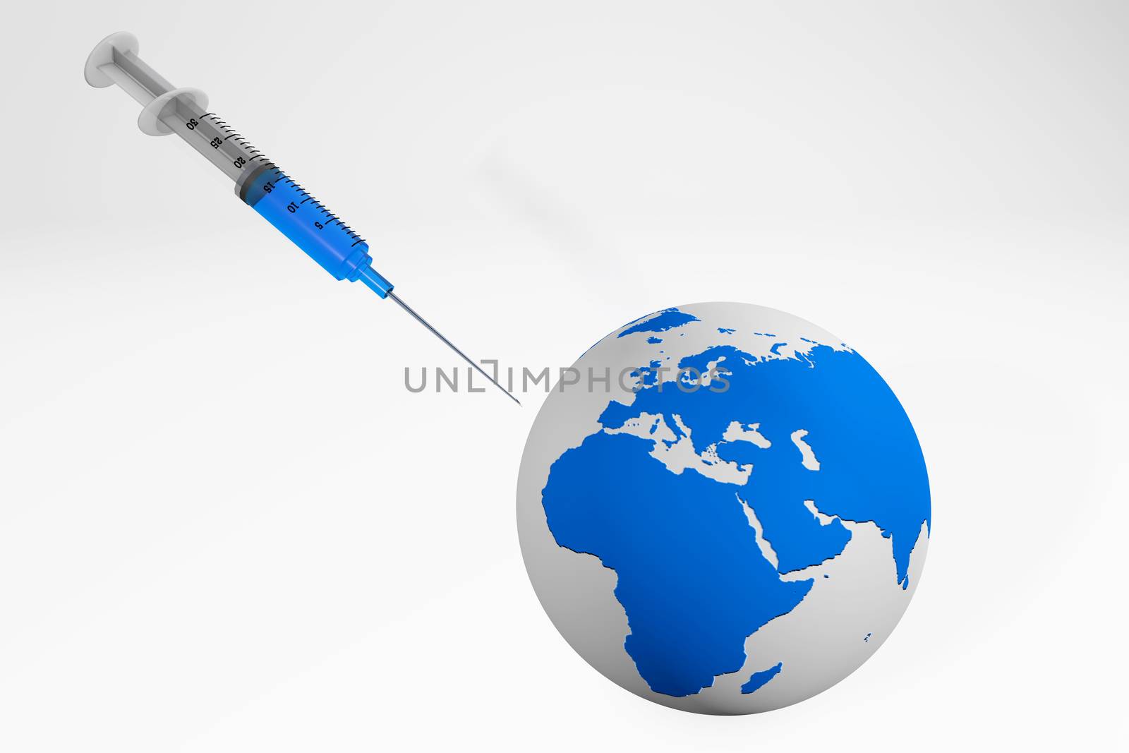 the earth being vaccinated against virus 3d rendering by F1b0nacci