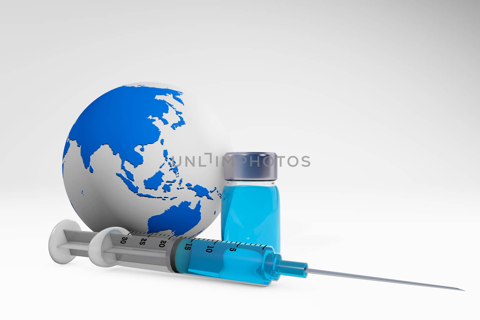 global cure concept 3d rendering isolated on white