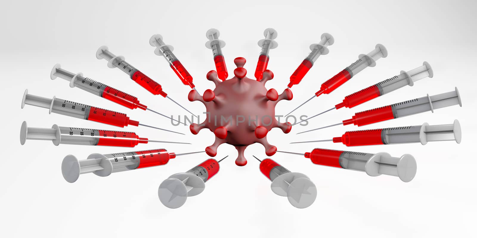 vaccinating against coronavirus 3d rendering isolated on white