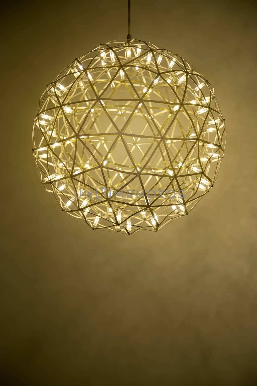 Close up of chandelier modern shape circle