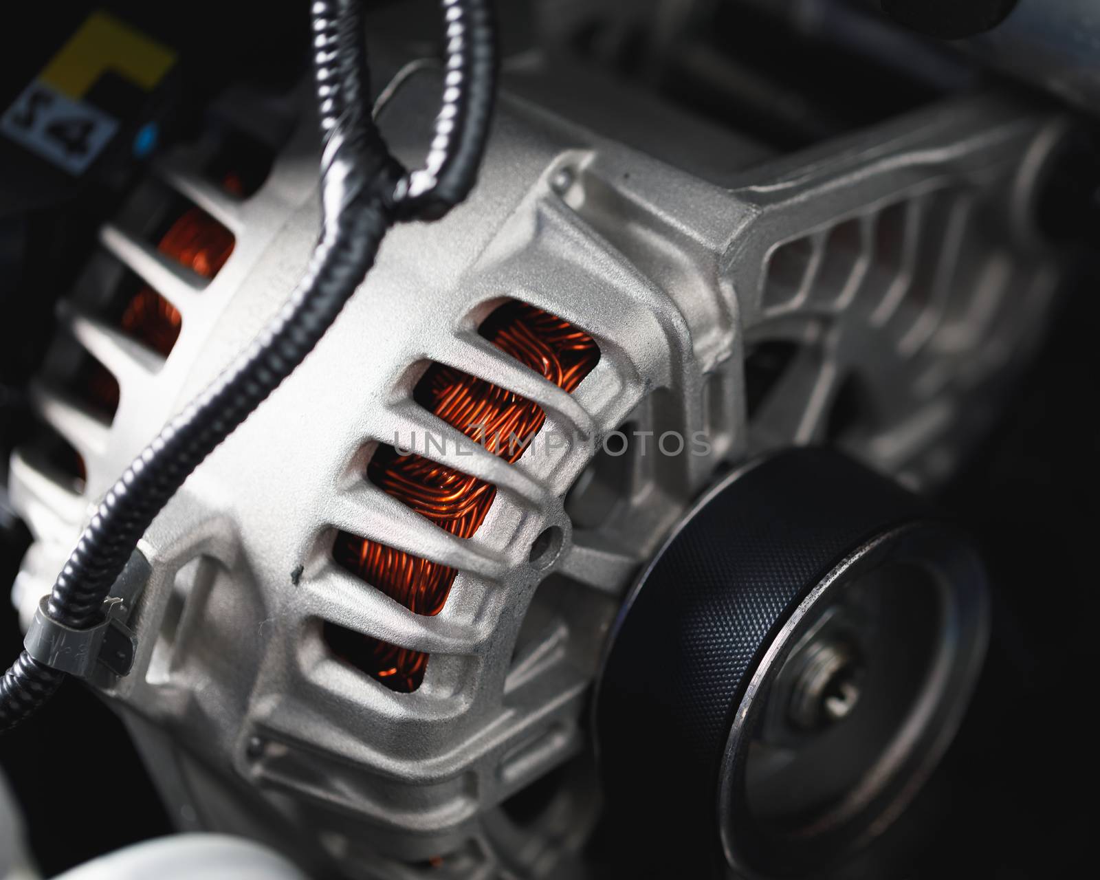 new car alternator, close-up view by nikkytok