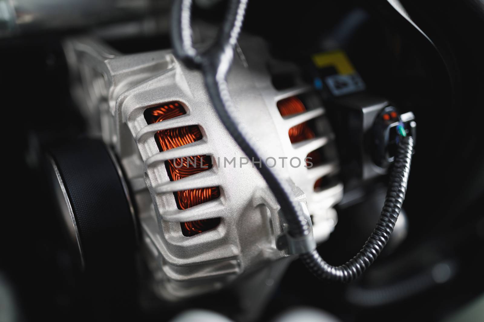 new car alternator, close-up view by nikkytok