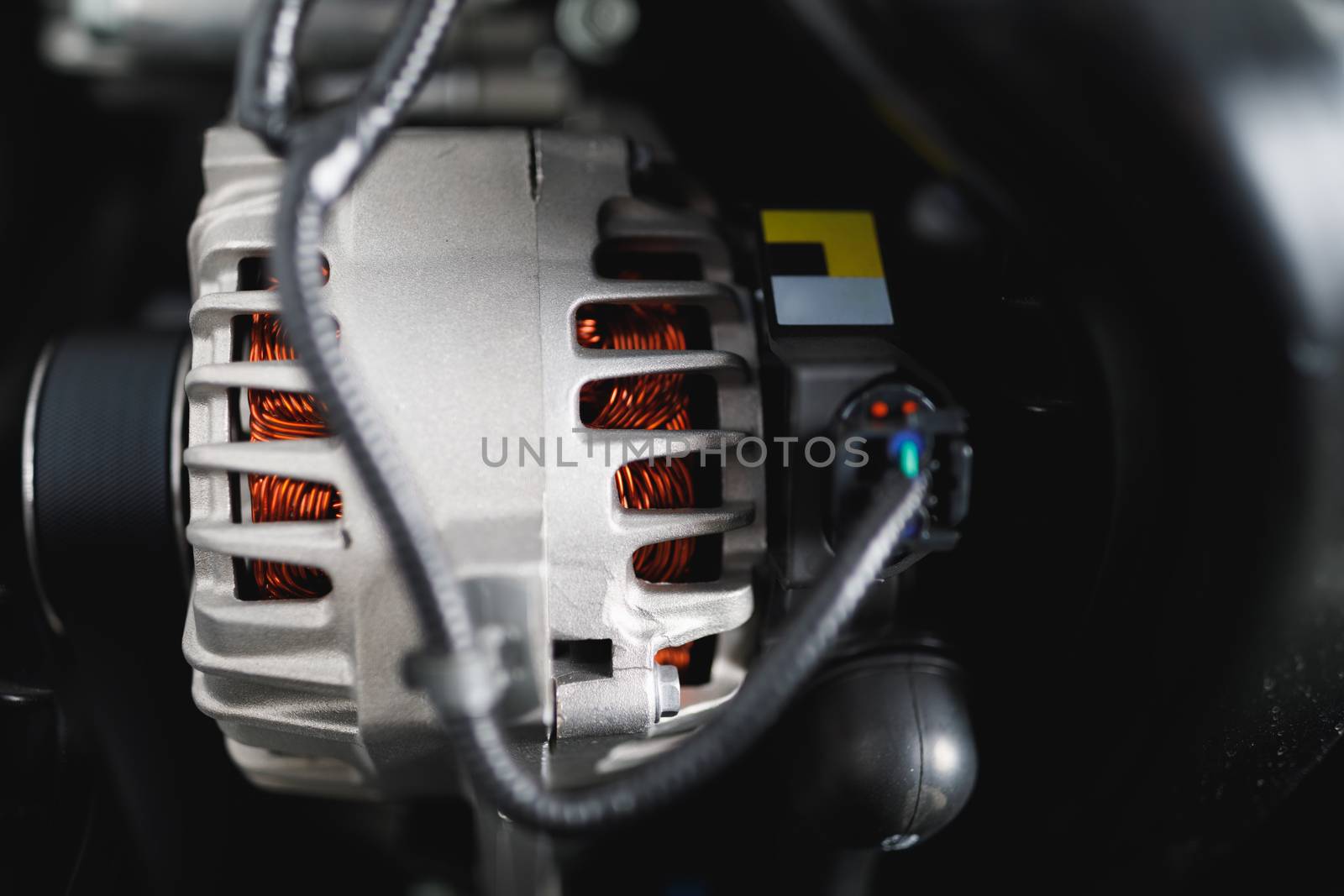 new car alternator, close-up view by nikkytok