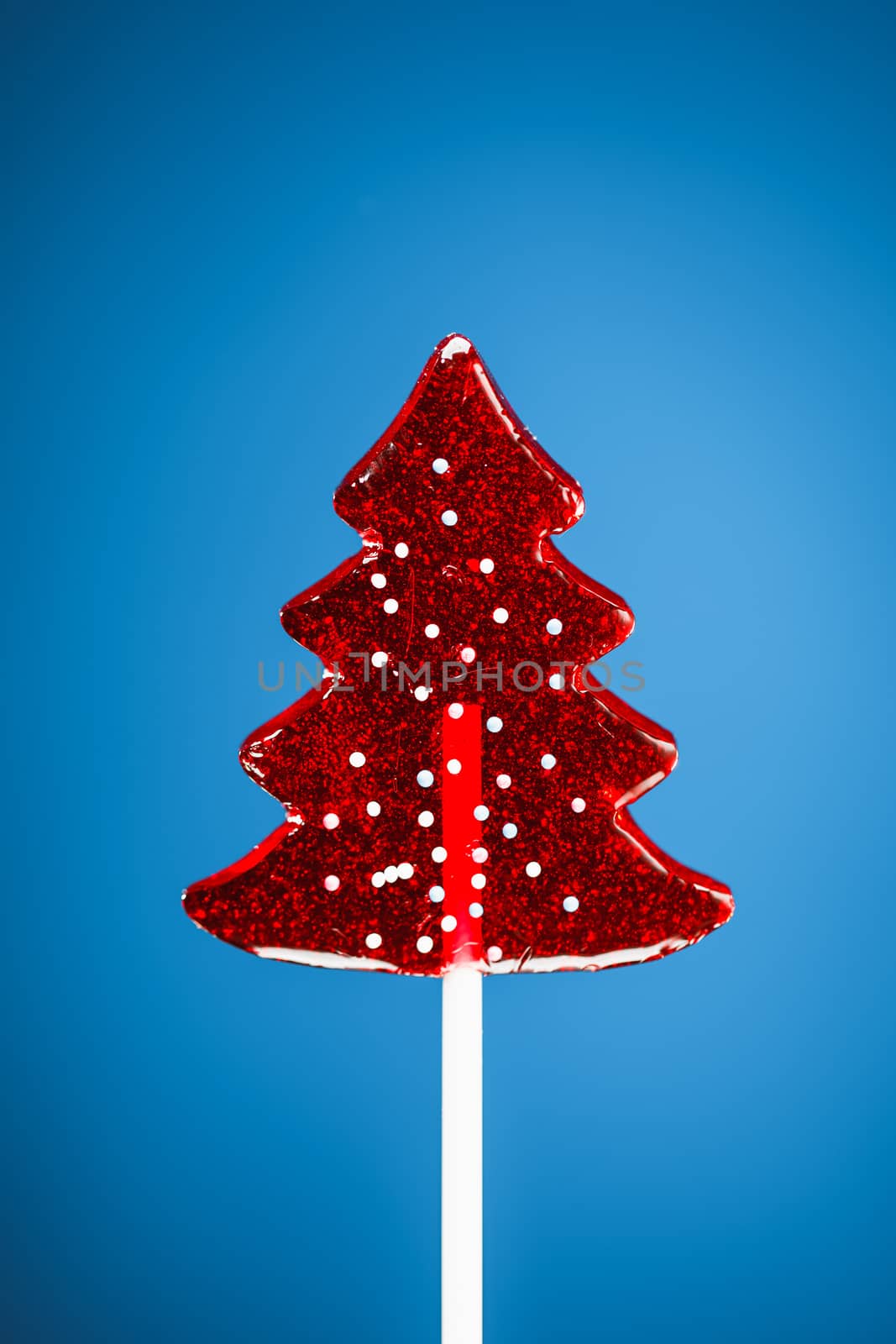 Christmas tree sweet candy, blue background by nikkytok