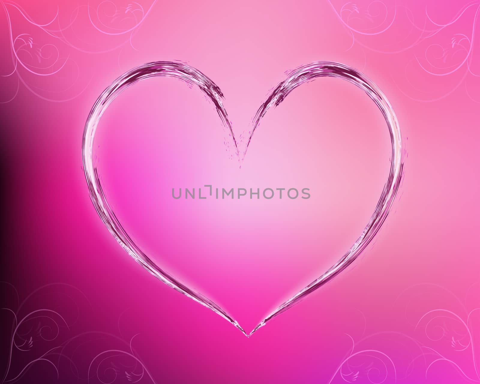 Water heart on pink floral background. by GraffiTimi