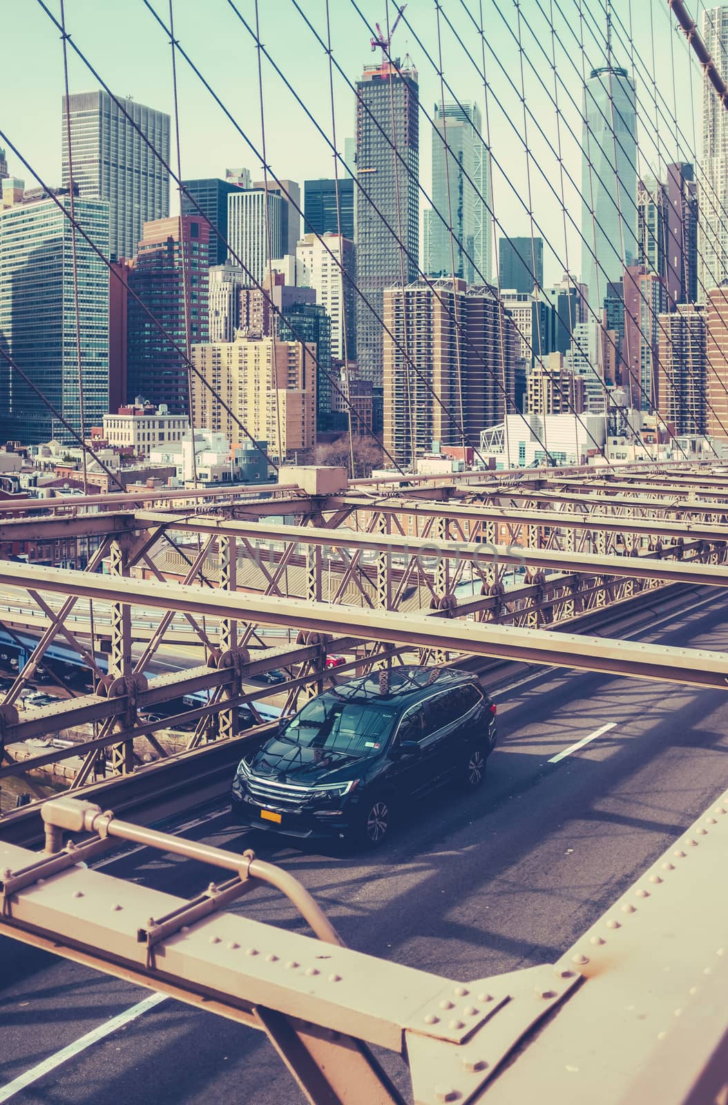 Traffic On Brooklyn Bridge, NYC by mrdoomits