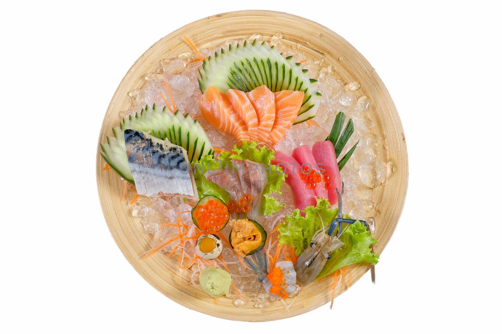 Mixed sashimi - japanese food style on white background by Surasak