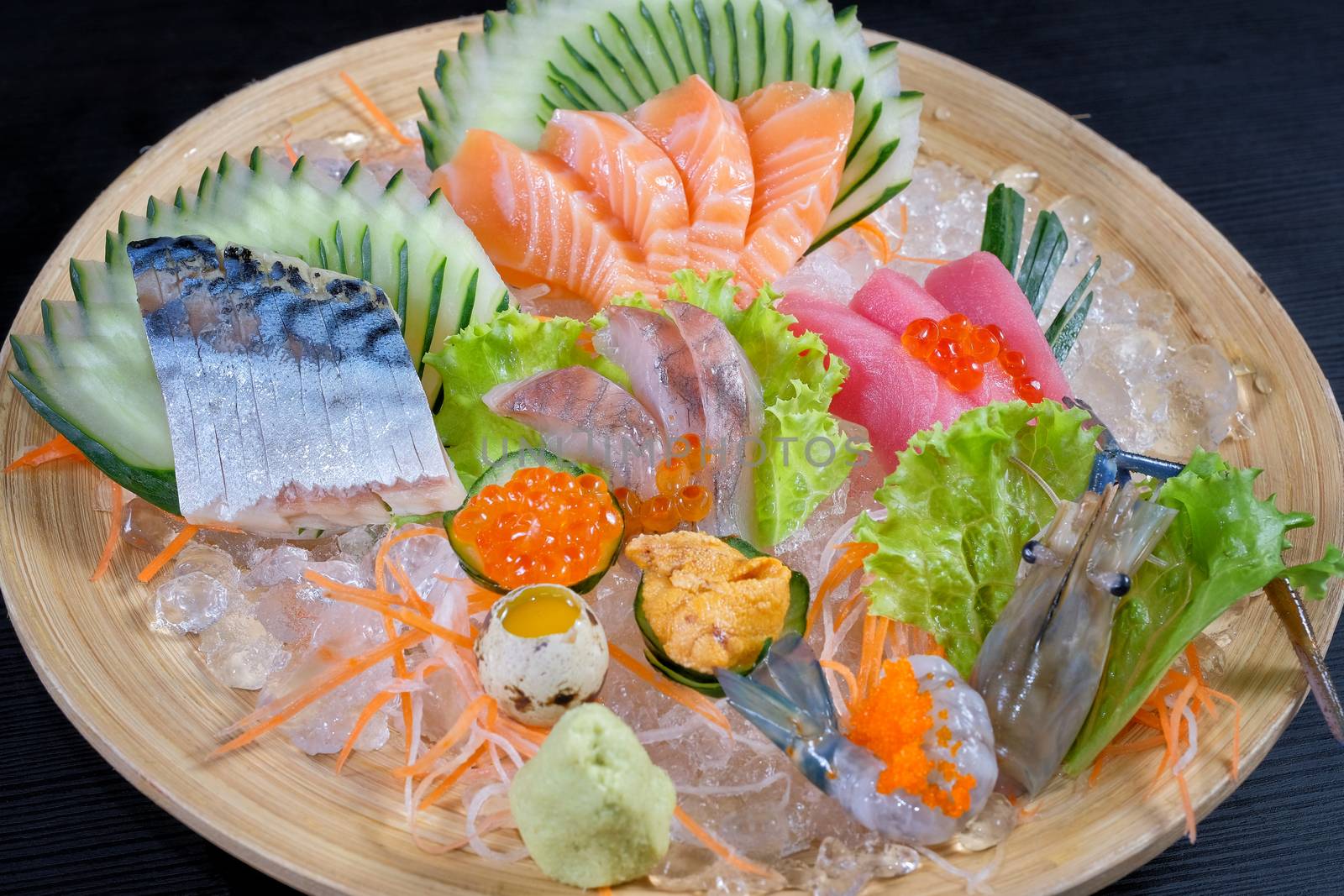 Mixed sashimi - japanese food style on black background