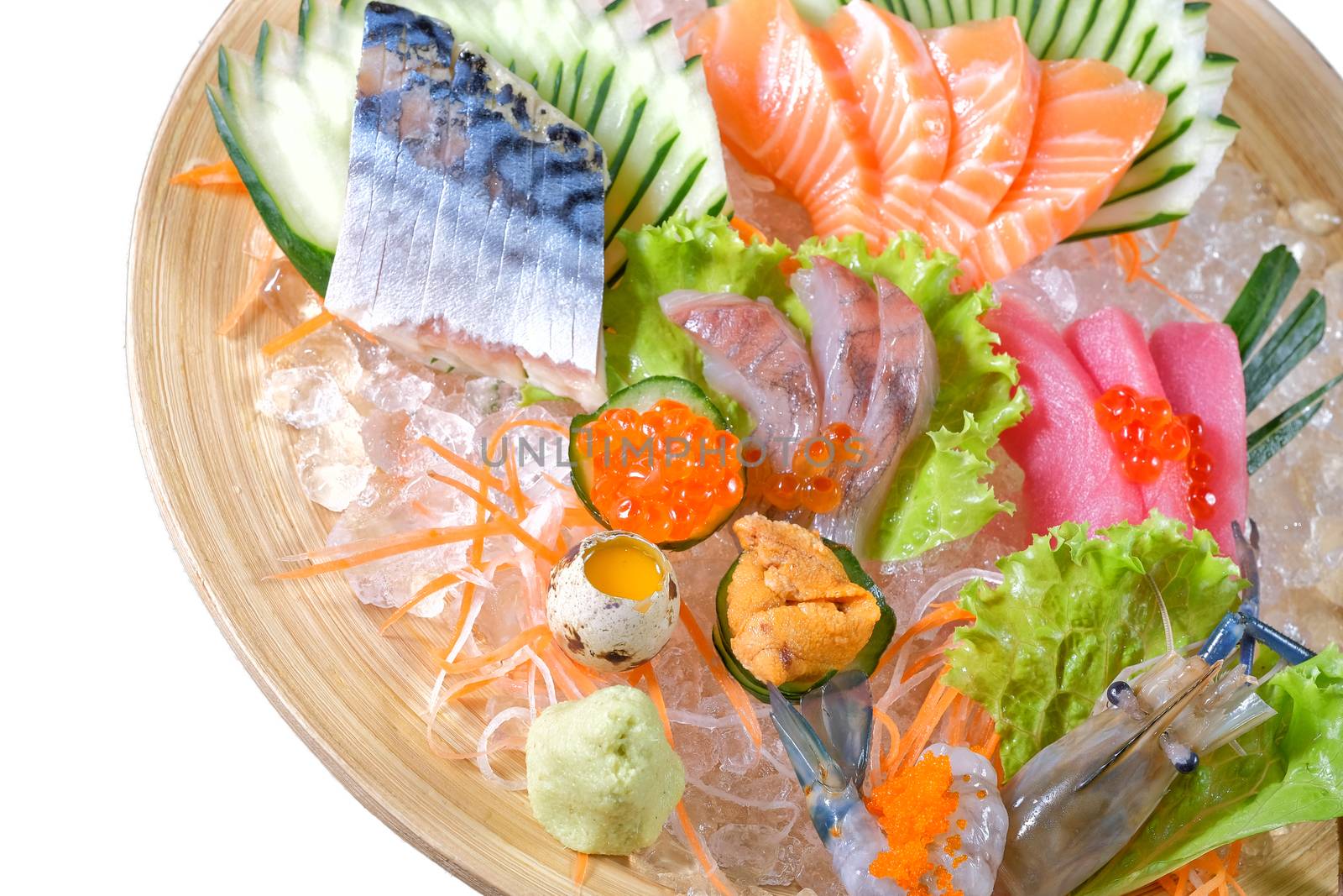 Mixed sashimi - japanese food style on white background by Surasak