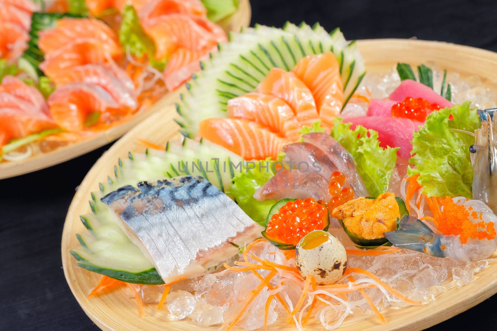 Mixed sashimi - japanese food style on black background