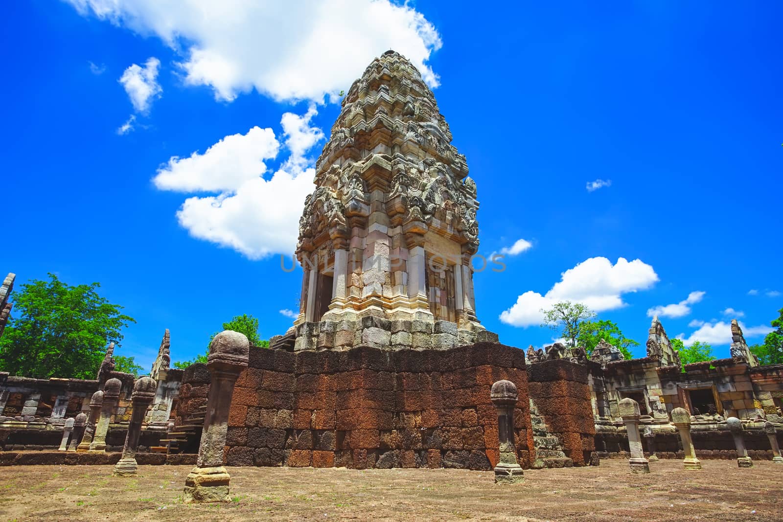 Beautiful scene of Sadok Kok Thom Historical Park, this is an 11th-century Khmer temple in present-day is in Sa Kaeo province, Thailand.