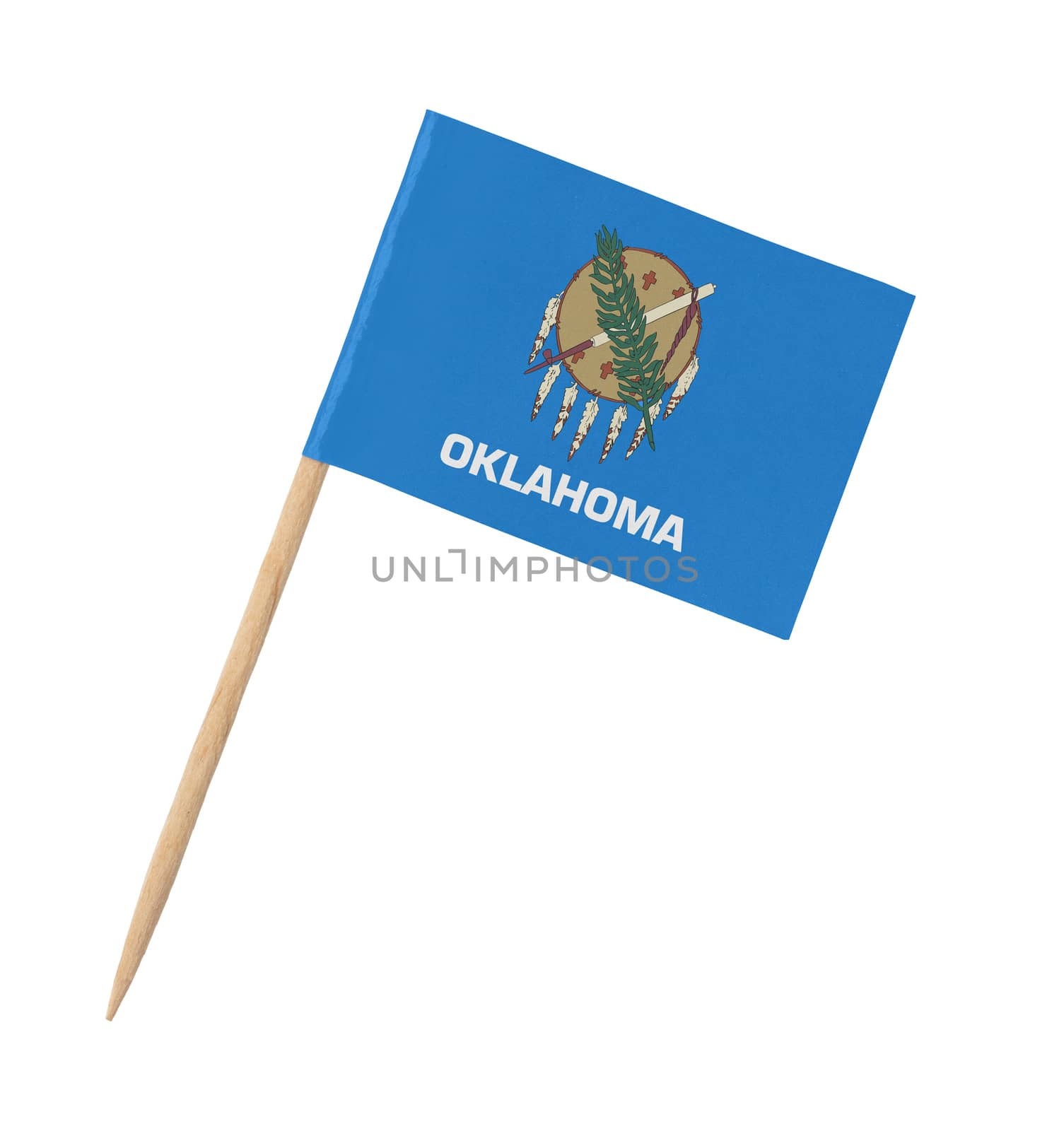 Small paper US-state flag on wooden stick - Oklahoma by michaklootwijk