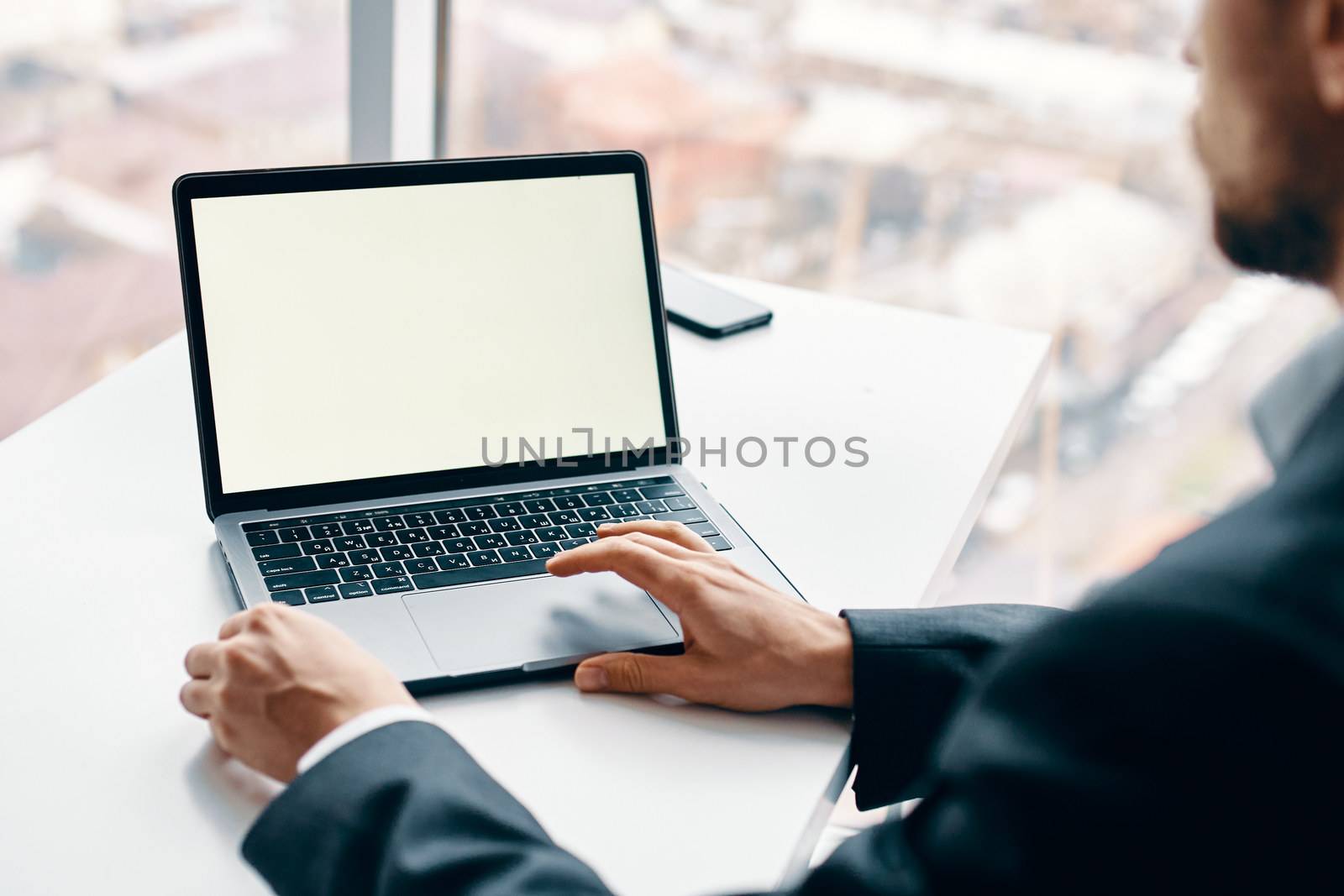 Laptop internet technology online work desk business man