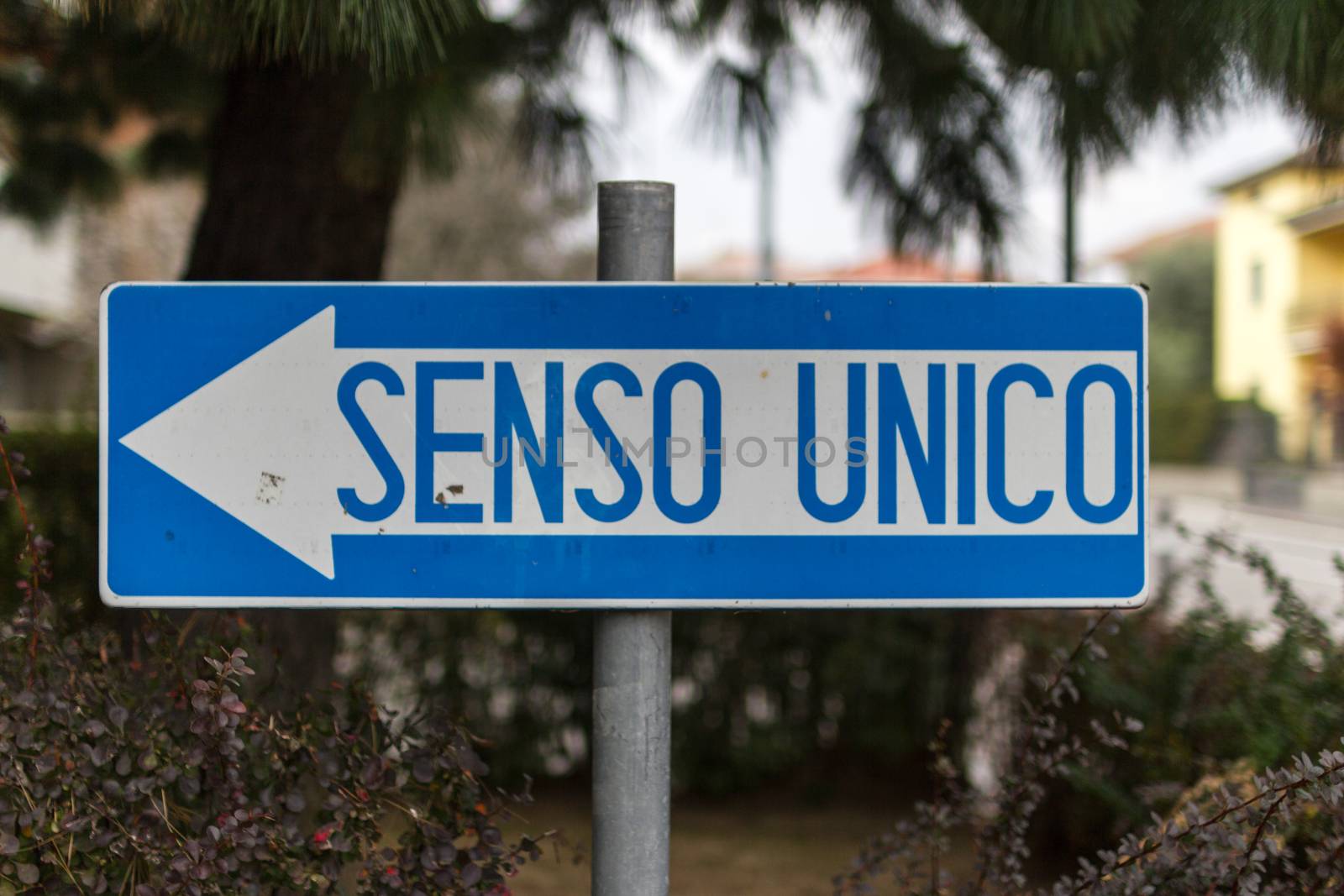 A sign of one-way in the city.