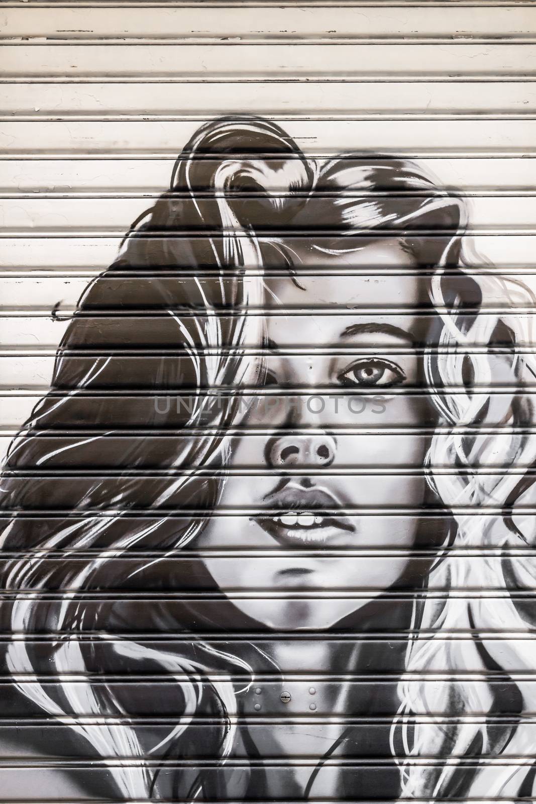 Beautiful woman's face painted in black and white