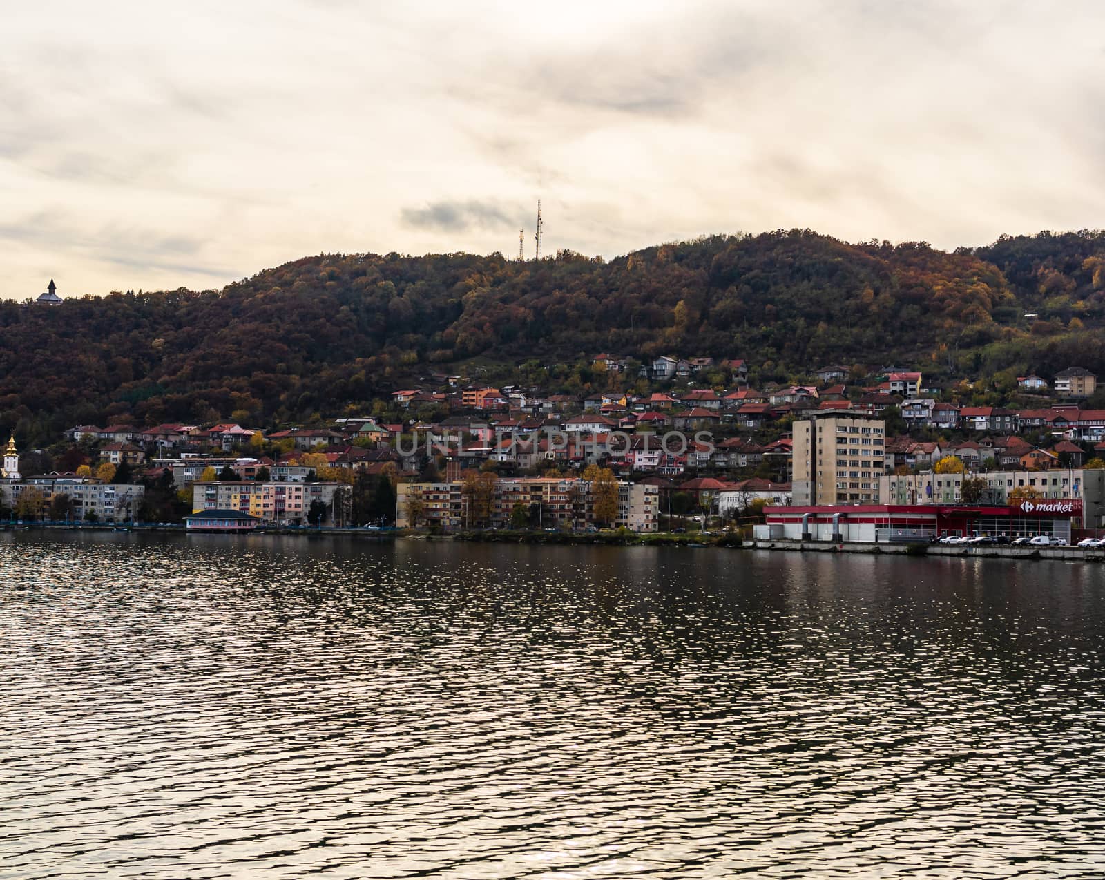 View of Danube river and Orsova city, waterfront view. Orsova, R by vladispas