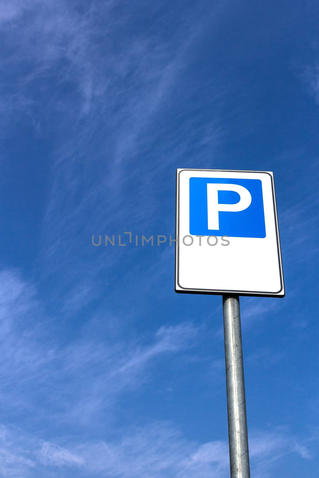 Signal public parking seen from below.