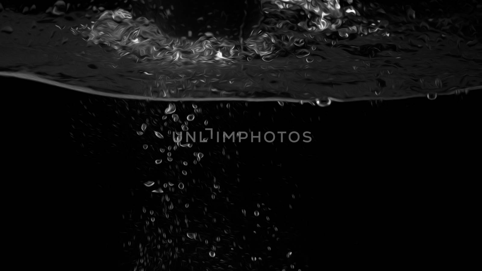 Water bubbles floating on black background with oil paint effect which represent refreshing of refreshment from soda or carbonated drink and power of liquid that splashing by air pump.