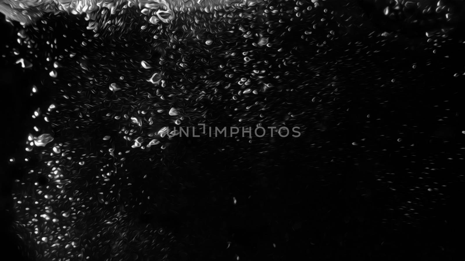 Water bubbles floating on black background with oil paint effect which represent refreshing of refreshment from soda or carbonated drink and power of liquid that splashing by air pump.